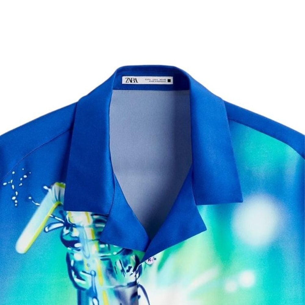 ZARA ABSTRACT PRINT SHIRT BLUISH SIZE L - S | 4532/821/420 - Picture 5 of 5